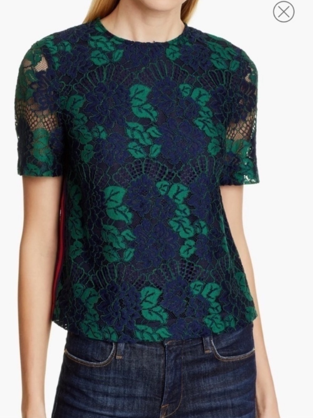 Ted Baker Thallia Floral Lace Bow Back Top Navy Green NWT